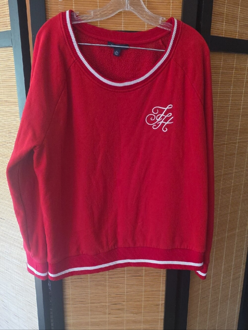 Tommy Hilfiger Bright Red Fleece Crewneck Sweater